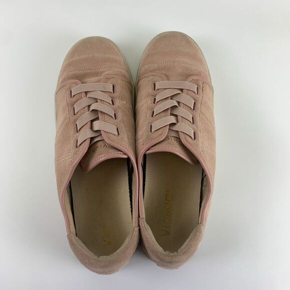 Vionic Jean Suede Sneaker Slip On Pink Comfort Leather No Lace Up Womens 8.5 - Picture 7 of 13
